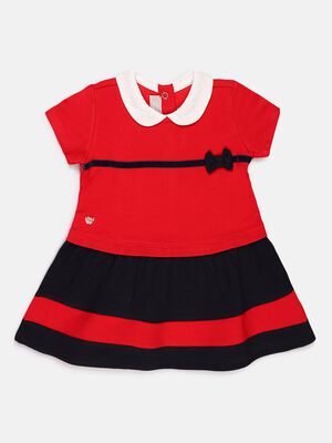 Red and Navy Colorblock Dress